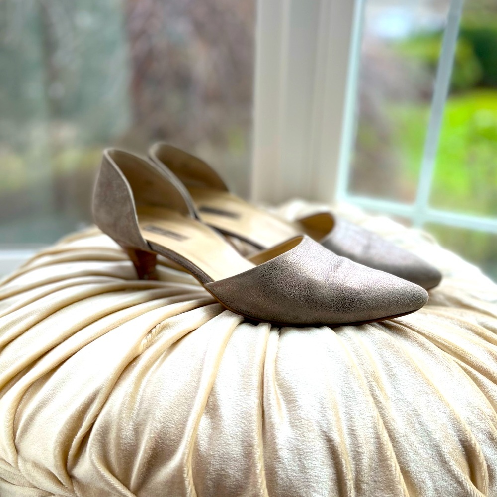 Paul Green Metallic Julia D’orsay Wood Kitten Heel.